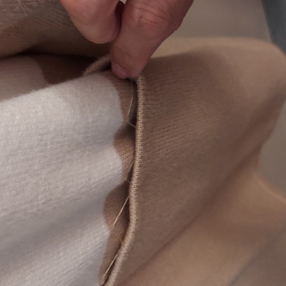 TALBOTS Shawl Collar Colorblock Cream and Tan Knit Open Cardigan/Duster - Picture 8 of 14